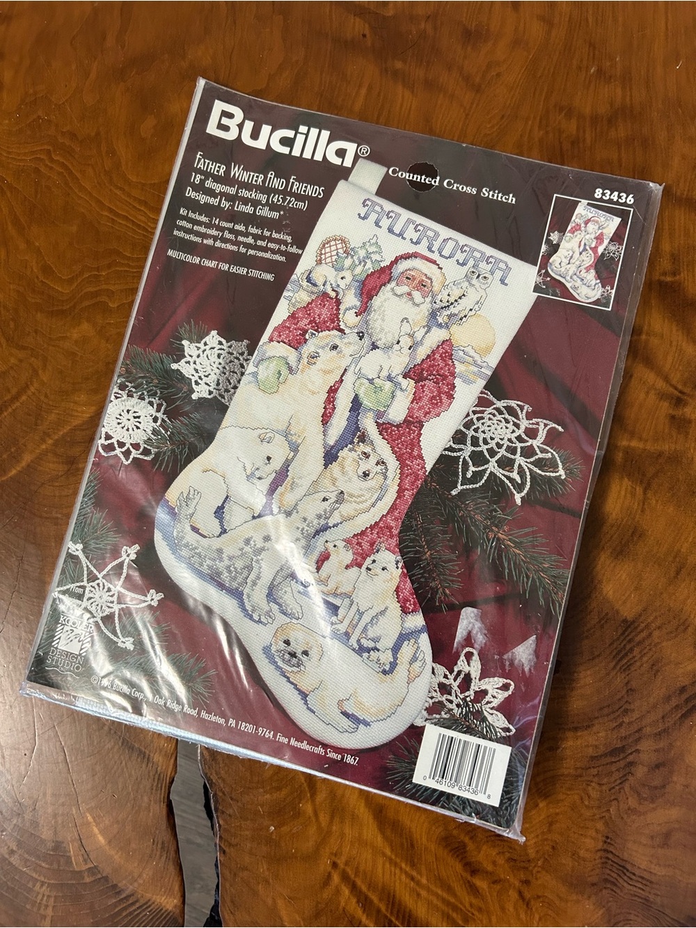 1996 Bucilla Father Winter and Friends Counted Cross Stitch Stocking Kit 83436
